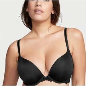 NWOT VICTORIA'S SECRET Black Lace Dream Angels Push Up Bra 32DD